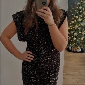 Chic Black Sequin Mini Dress